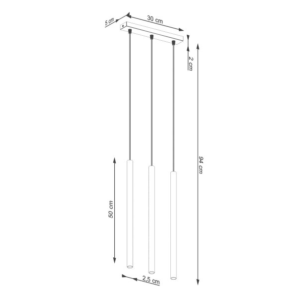 Hängelampe Olivgrün Stahl G9 30 cm lang 3-flammig