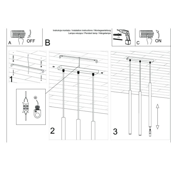 Hängelampe Olivgrün Stahl G9 30 cm lang 3-flammig