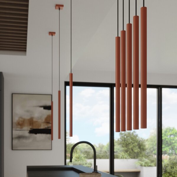 Lange Pendelleuchte Ocker Stahl G9 30 cm 3-flammig
