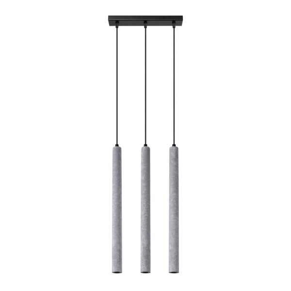 Lange Pendelleuchte Beton Grau G9 30 cm 3-flammig