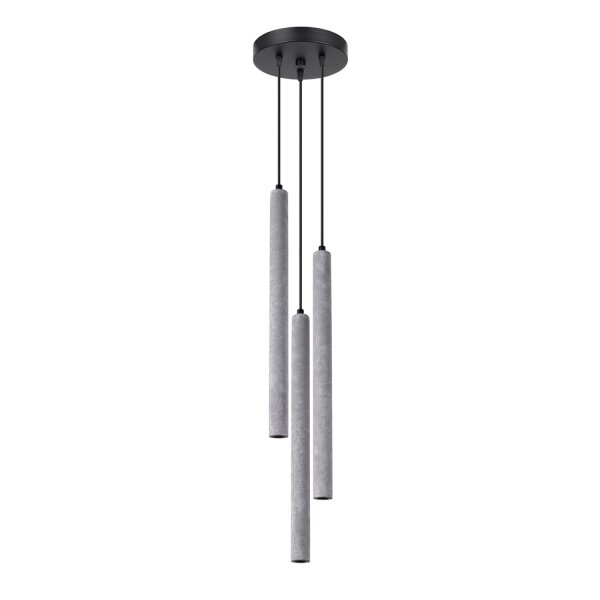 Runde Pendelleuchte Beton Grau G9 L:19,5 cm 3-flammig