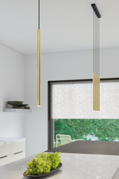 Runde Hängelampe Gold Schwarz G9 L:20 cm 3-flammig