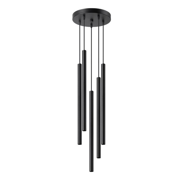 Runde Hängelampe Schwarz Stahl G9 L:25 cm akzentuiert