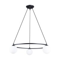 H&auml;ngelampe Glas Stahl Schwarz G9 L:65 cm 3-flammig