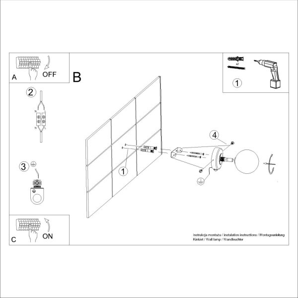 Wandleuchte Glas Schwarz Schalter G9 B:12 cm blendarm
