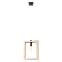 Skandinavische H&auml;ngelampe Holz Rahmen Natur E27 L:24 cm