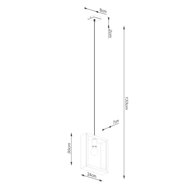 Skandinavische Hängelampe Holz Rahmen Weiß E27 L:24 cm