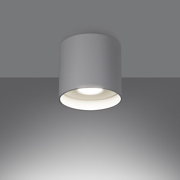 Deckenlampe Aluminium Weiß GU10 Ø12 cm rund Aufbau Spot