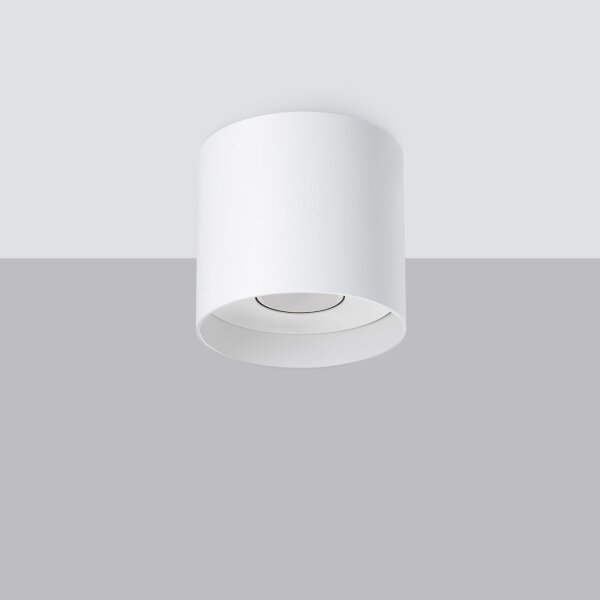 Deckenlampe Aluminium Weiß GU10 Ø12 cm rund Aufbau Spot