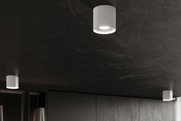Deckenlampe Aluminium Weiß GU10 Ø12 cm rund Aufbau Spot