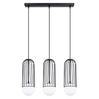 H&auml;ngelampe Schwarz G9 Glas Stahl 54 cm 3-flmg blendarm