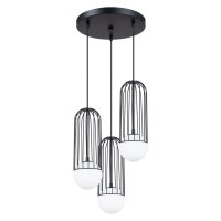 H&auml;ngelampe Schwarz G9 Glas Stahl L:34 cm 3-flammig