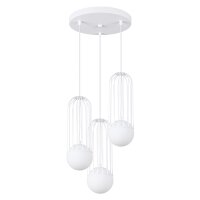 H&auml;ngelampe Wei&szlig; G9 Glas Stahl 34 cm 3-flammig blendarm