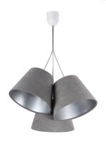 H&auml;ngelampe Schirm Grau Silber Stoff 3-flmg Retro