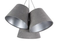 Hängelampe Schirm Grau Silber Stoff 3-flmg Retro