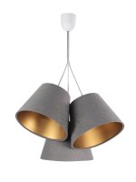 H&auml;ngeleuchte JOCY Grau Gold Retro Esstisch Stoff