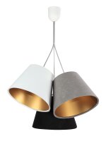 H&auml;ngelampe Grau Gold Schwarz Stoff Wohnzimmer