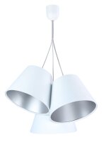 Pendelleuchte JOCY Wei&szlig; Silber Stoff 3-flmg Retro