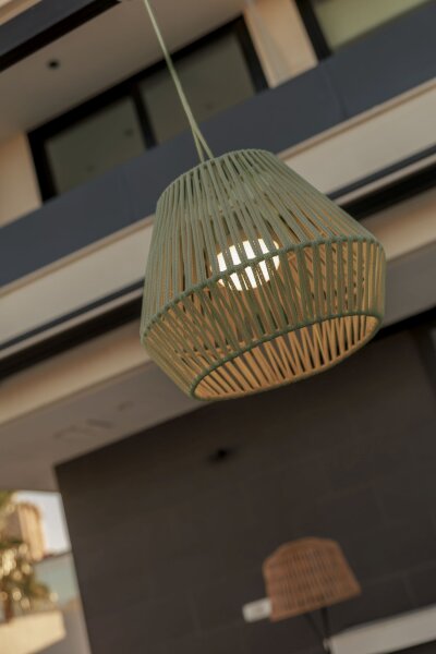 LED Akku Hängelampe dimmbar Beige IP54 3000K Ø40cm 20h