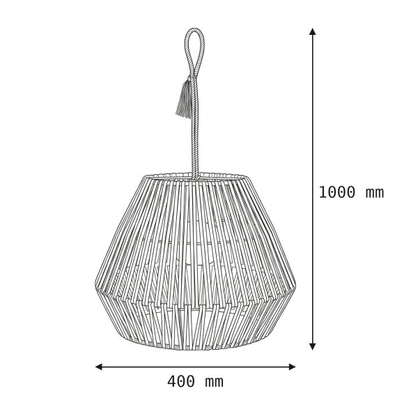 LED Akku Hängelampe dimmbar Beige IP54 3000K Ø40cm 20h