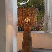 LED Stehlampe Rattan Natur dimmbar IP54 H:137 cm