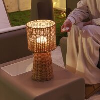 LED Akku Tischlampe dimmbar 3000 K IP54 Outdoor Rattan