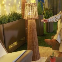 LED Akku Stehlampe dimmbar IP54 3000 K 109 cm Rattan