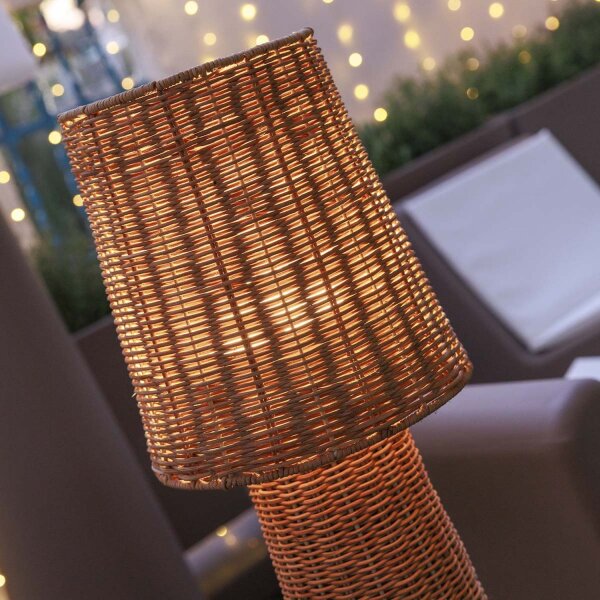 Stehlampe Rattan Natur E27 IP54 109 cm Garten Außen
