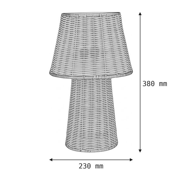 LED Akku Tischlampe dimmbar 3000 K IP54 38 cm Rattan