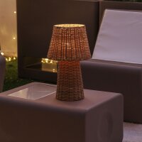 LED Akku Tischlampe dimmbar 3000 K IP54 38 cm Rattan