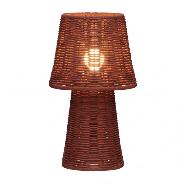 Tischlampe Rattan Natur IP54 E27 H:38 cm wetterfest
