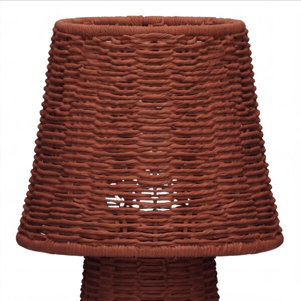 Tischlampe Rattan Natur IP54 E27 H:38 cm wetterfest
