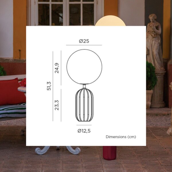 LED Akku Tischleuchte Beige IP54 dimmbar 3000 K 51 cm