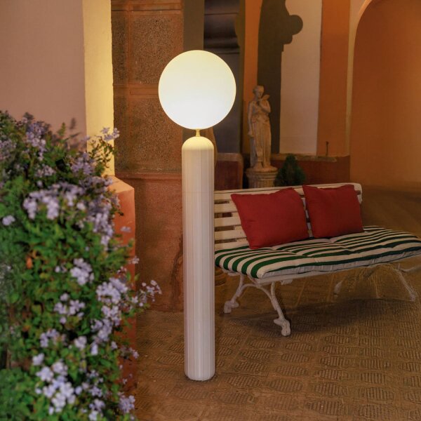 LED Akku Stehlampe dimmbar Beige IP54 3000 K 153 cm