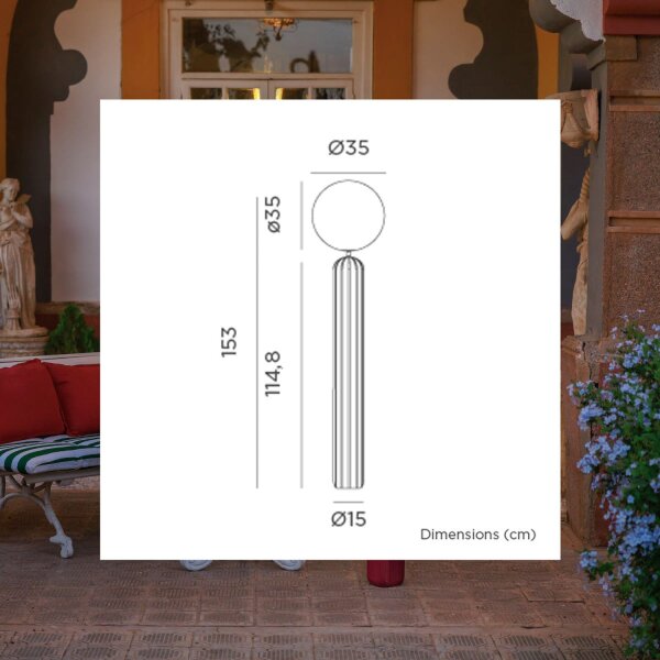 LED Akku Stehlampe dimmbar Senfgelb IP54 3000 K 153 cm