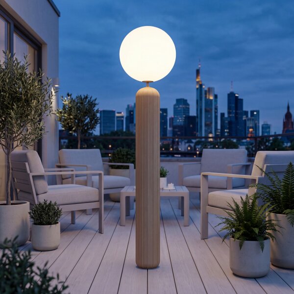 LED Akku Stehlampe dimmbar Senfgelb IP54 3000 K 153 cm