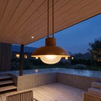 LED Akku H&auml;ngelampe dimmbar Senfgelb IP54 3000 K &Oslash;20 cm