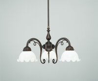 Kronleuchter Messing Glas Weiß E27 L:58 cm Floral edel
