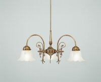 Kronleuchter Messing Glas Weiß E27 L:66 cm wohnlich