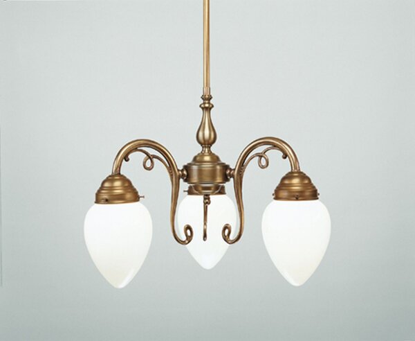 Kronleuchter Messing Glas Weiß E27 54 cm stilvoll