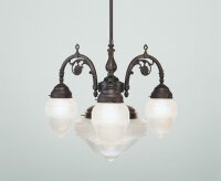 Kronleuchter Messing Glas Wei&szlig; E27 L:60 cm blendarm