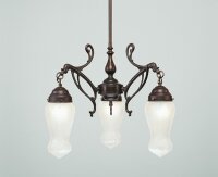 Kronleuchter Antik Messing Glas Weiß E27 L:55 cm edel