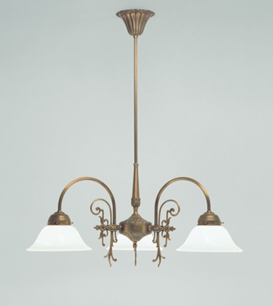 Kronleuchter Messing Opal Glas E27 L:67 cm stilvoll