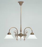 Kronleuchter Messing Opal Glas E27 L:67 cm stilvoll