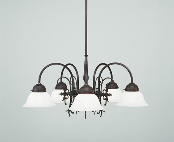 Kronleuchter Antik Messing Glas Weiß E27 L:64 cm edel