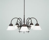 Kronleuchter Antik Messing Glas Weiß E27 L:64 cm edel