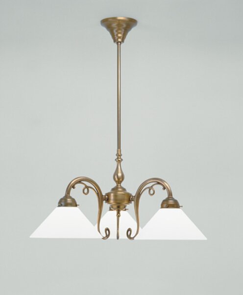 Kronleuchter Messing Opal Glas E27 L:64 cm gemütlich