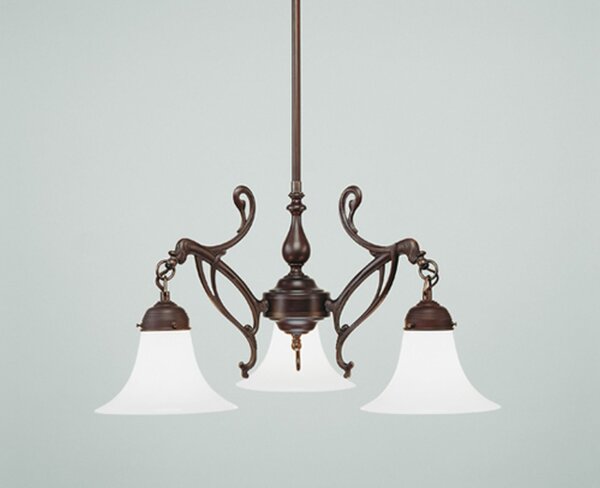 Kronleuchter Antik Messing Glas Weiß E27 L:62 cm edel