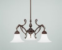 Kronleuchter Antik Messing Glas Weiß E27 L:62 cm edel