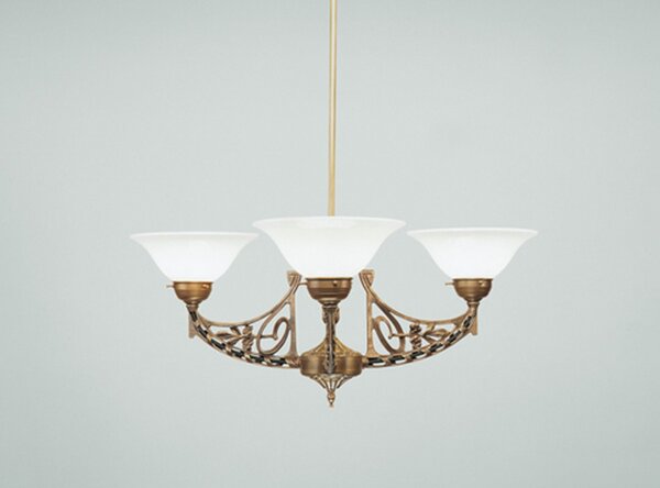 Kronleuchter Messing Glas Weiß E27 L:78 cm Premium
